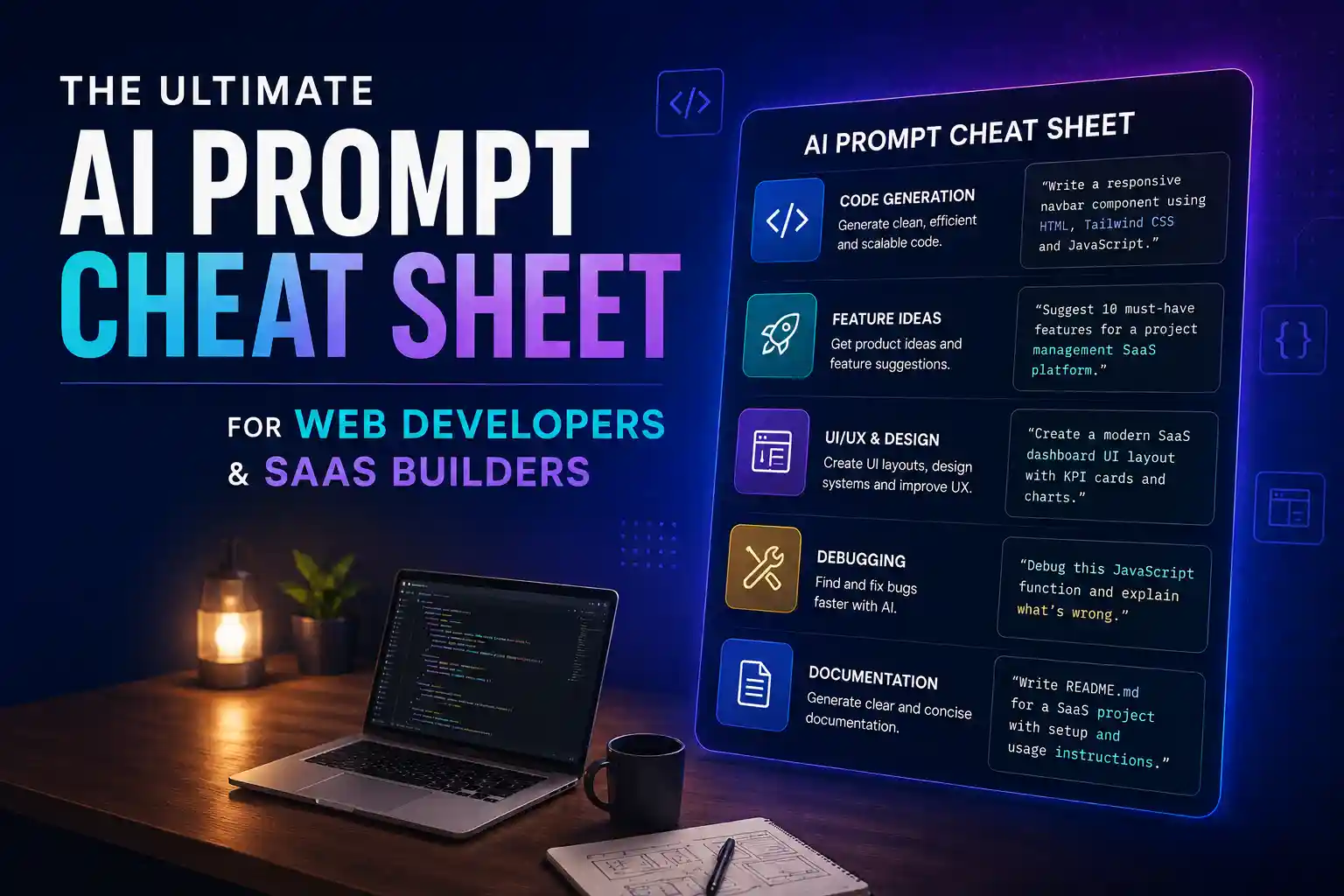 The Ultimate AI Prompt Cheat Sheet for Web Developers & SaaS Builders (2026 Guide)