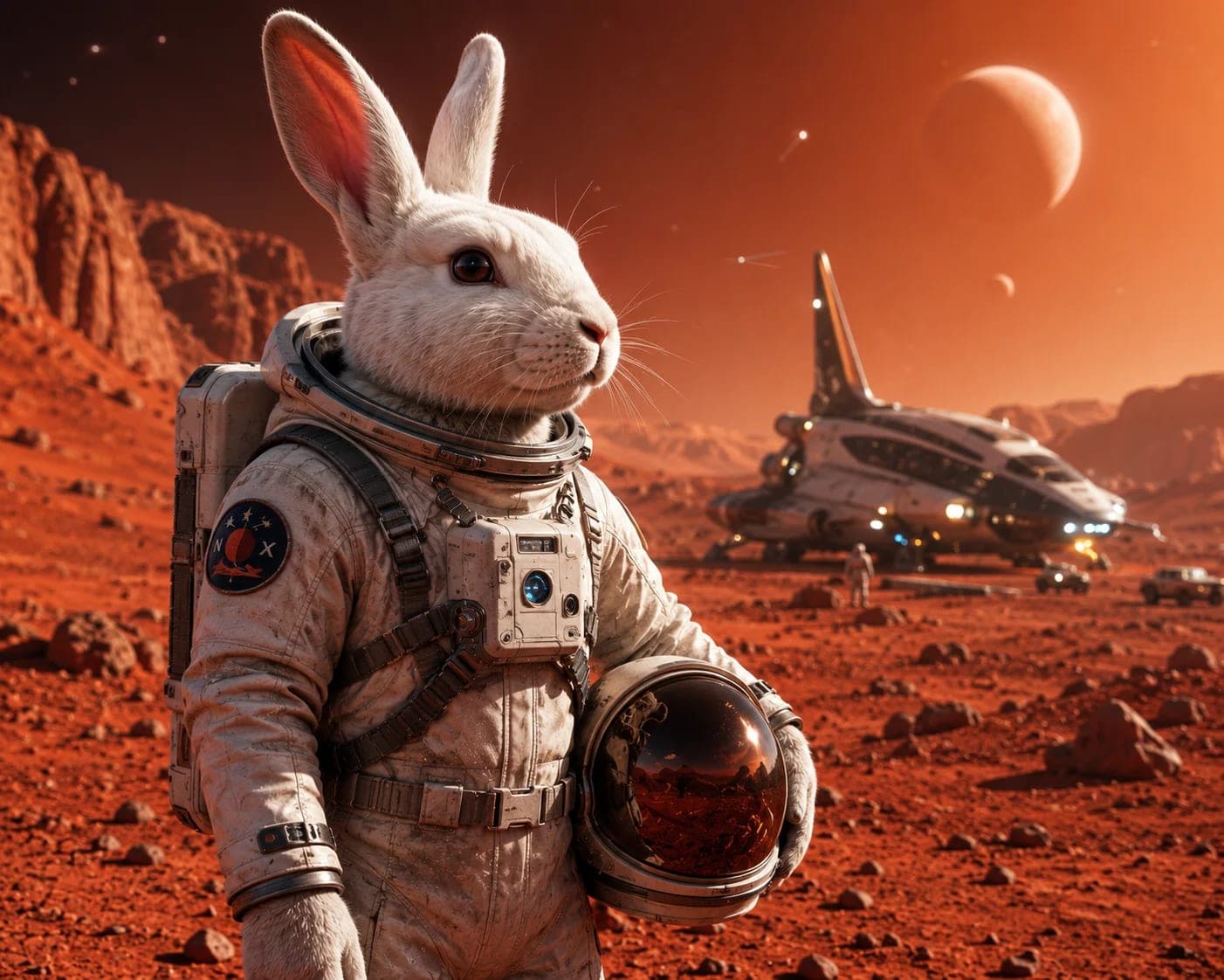 Rabbit Astronaut Exploring Mars – Futuristic AI Prompt