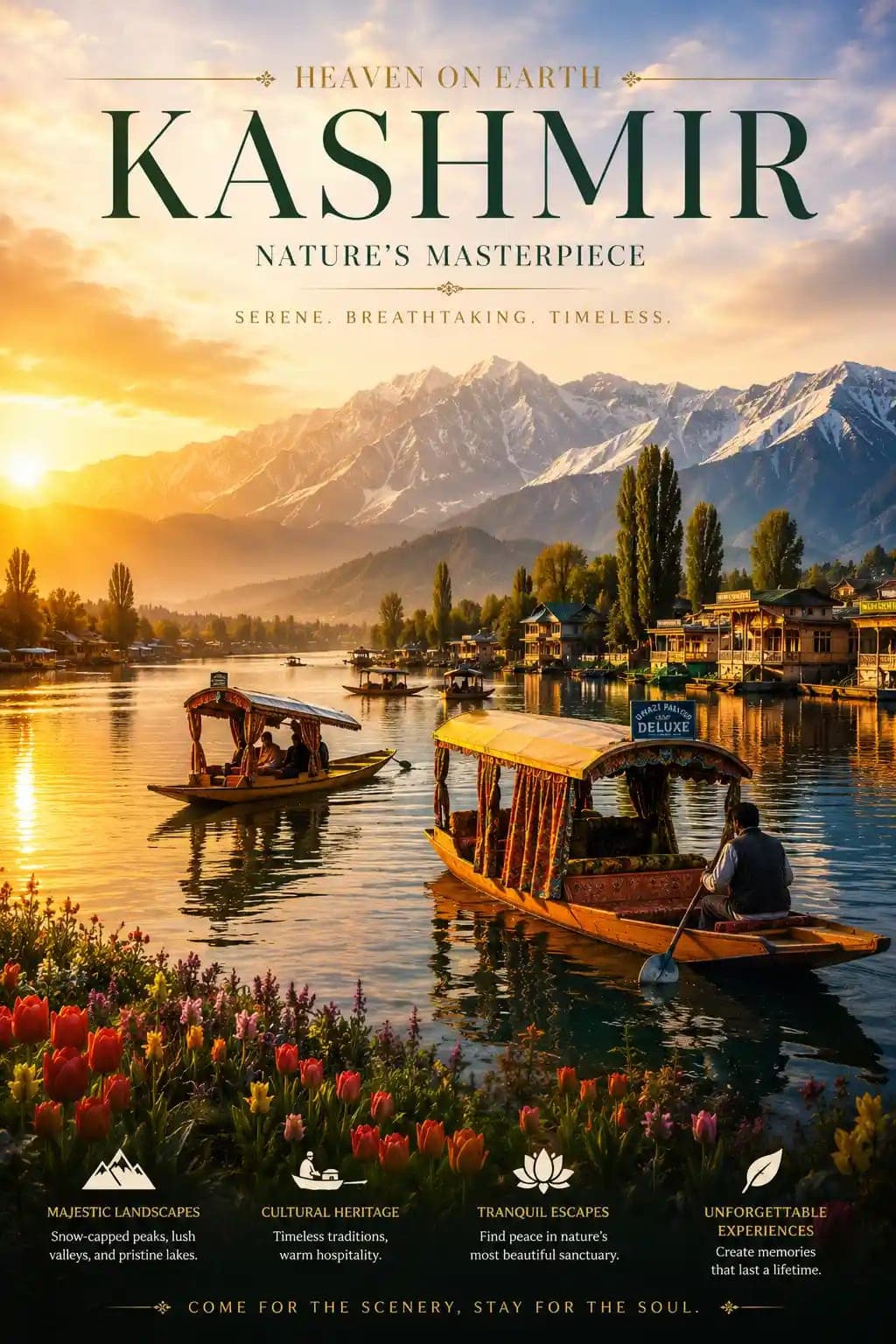Kashmir Paradise on Earth Travel Poster Prompt