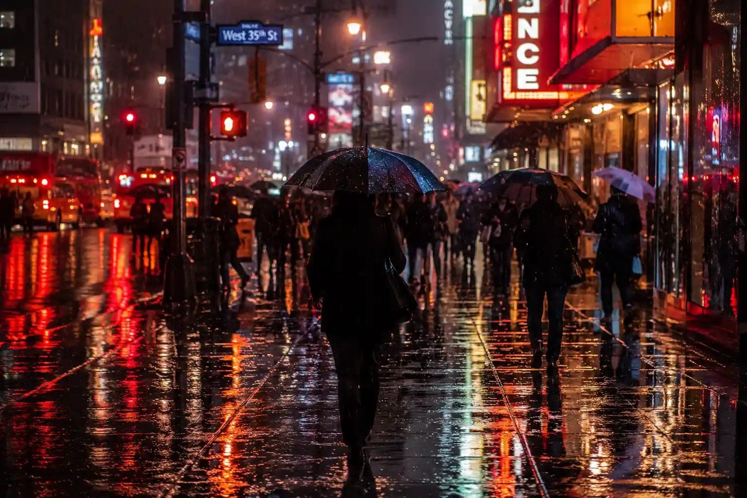 Rainy Urban Street at Night – Cinematic Photography Prompt