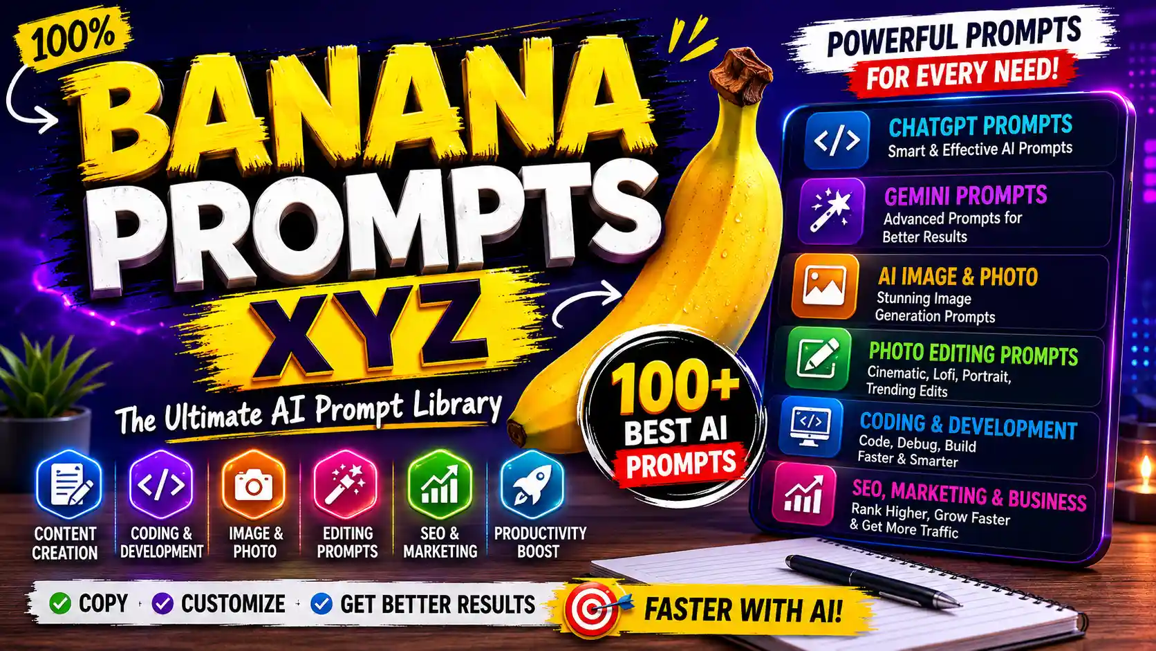 Banana Prompts XYZ: The Ultimate AI Prompt Library for ChatGPT, Gemini & AI Image Generation (2026)